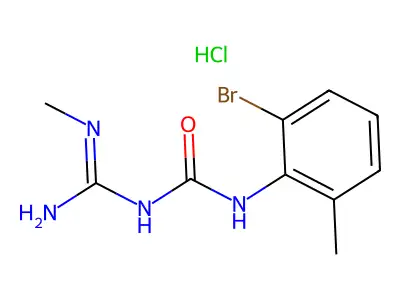 Urea, 1-(2-bromo-6-methylphenyl)-3-methylamidino-, hydrochloride structure