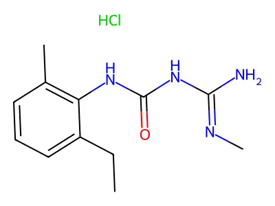 Urea, 1-(2-ethyl-6-methylphenyl)-3-methylamidino-, hydrochloride structure