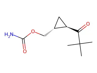 1-Propanone, 1-(2-(((aminocarbonyl)oxy)methyl)cyclopropyl)-2,2-dimethyl-, trans- structure