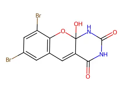 7,9-dibromo-10a-hydroxy-1H-chromeno[2,3-d]pyrimidine-2,4-dione structure