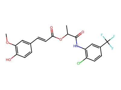 2-[[2-Chloro-5-(trifluoromethyl)phenyl]amino]-1-methyl-2-oxoethyl 3-(4-hydroxy-3-methoxyphenyl)-2-propenoate structure