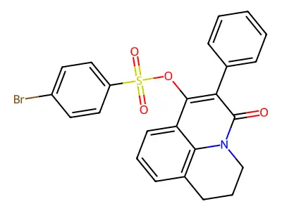 (2-Oxo-3-phenyl-1-azatricyclo[7.3.1.05,13]trideca-3,5,7,9(13)-tetraen-4-yl) 4-bromobenzenesulfonate structure