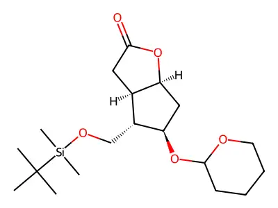 (3aR,4S,5R,6aS)-4-[[tert-butyl(dimethyl)silyl]oxymethyl]-5-(oxan-2-yloxy)-3,3a,4,5,6,6a-hexahydrocyclopenta[b]furan-2-one structure