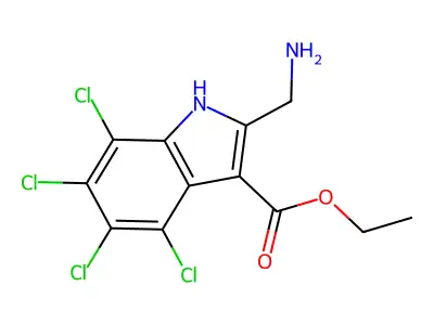 1H-Indole-3-carboxylic acid, 2-(aminomethyl)-4,5,6,7-tetrachloro-, ethyl ester structure