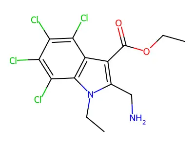 1H-Indole-3-carboxylic acid, 2-aminomethyl-1-ethyl-4,5,6,7-tetrachloro-, ethyl ester structure