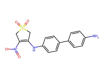 4-{[4-(4-Aminophenyl)phenyl]amino}-3-nitro-2,5-dihydrothiophene-1,1-dione structure