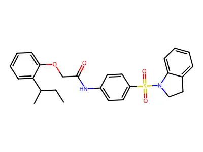 2-(2-sec-butylphenoxy)-N-[4-(2,3-dihydro-1H-indol-1-ylsulfonyl)phenyl]acetamide structure