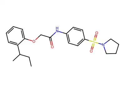 2-(2-sec-butylphenoxy)-N-[4-(1-pyrrolidinylsulfonyl)phenyl]acetamide structure
