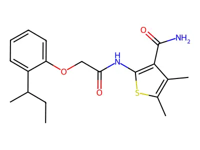 2-{[(2-Sec-butylphenoxy)acetyl]amino}-4,5-dimethyl-3-thiophenecarboxamide structure
