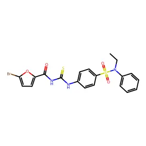 5-bromo-N-[[4-[ethyl(phenyl)sulfamoyl]phenyl]carbamothioyl]furan-2-carboxamide structure