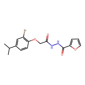 N'-[2-(2-bromo-4-propan-2-ylphenoxy)acetyl]furan-2-carbohydrazide structure