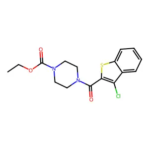 Ethyl 4-[(3-chloro-1-benzothien-2-yl)carbonyl]-1-piperazinecarboxylate structure