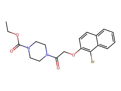Ethyl 4-{[(1-bromo-2-naphthyl)oxy]acetyl}-1-piperazinecarboxylate structure