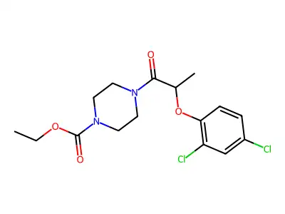 Ethyl 4-[2-(2,4-dichlorophenoxy)propanoyl]-1-piperazinecarboxylate structure
