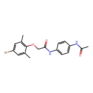 N-[4-(acetylamino)phenyl]-2-(4-bromo-2,6-dimethylphenoxy)acetamide structure