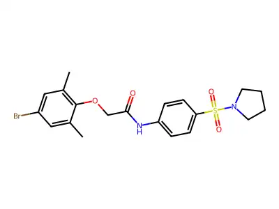 2-(4-bromo-2,6-dimethylphenoxy)-N-[4-(1-pyrrolidinylsulfonyl)phenyl]acetamide structure