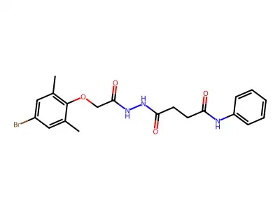 4-[2-[2-(4-bromo-2,6-dimethylphenoxy)acetyl]hydrazinyl]-4-oxo-N-phenylbutanamide structure
