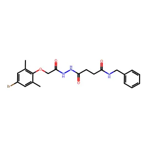 N-benzyl-4-{2-[(4-bromo-2,6-dimethylphenoxy)acetyl]hydrazino}-4-oxobutanamide structure