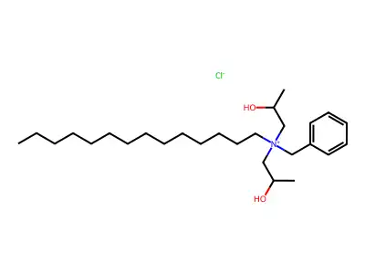Benzenemethanaminium, N,N-bis(2-hydroxypropyl)-N-tetradecyl-, chloride (1:1) structure