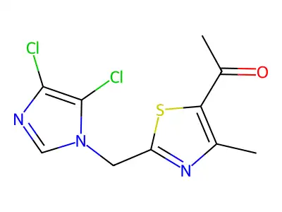 1-{2-[(4,5-dichloro-1H-imidazol-1-yl)methyl]-4-methyl-1,3-thiazol-5-yl}ethan-1-one structure
