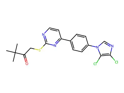 1-({4-[4-(4,5-dichloro-1H-imidazol-1-yl)phenyl]pyrimidin-2-yl}thio)-3,3-dimethylbutan-2-one structure