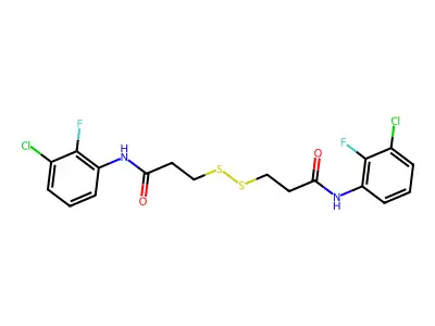 N1-(3-chloro-2-fluorophenyl)-3-{[3-(3-chloro-2-fluoroanilino)-3-oxopropyl]dithio}propanamide structure