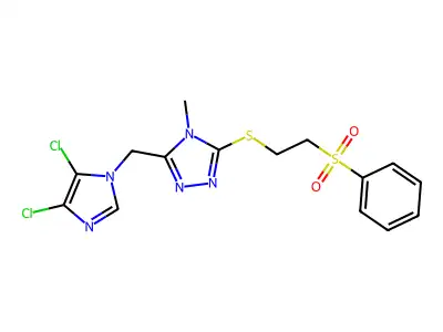 3-[(4,5-dichloro-1H-imidazol-1-yl)methyl]-4-methyl-5-{[2-(phenylsulphonyl)ethyl]thio}-4H-1,2,4-triazole structure