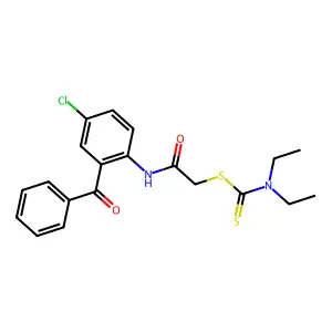 2-{[4-Chloro-2-(phenylcarbonyl)phenyl]amino}-2-oxoethyl diethylcarbamodithioate structure