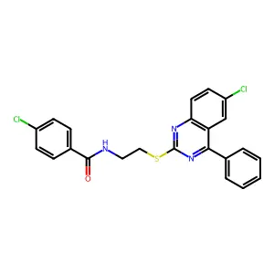 4-chloro-N-{2-[(6-chloro-4-phenylquinazolin-2-yl)sulfanyl]ethyl}benzamide structure