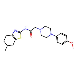 2-[4-(4-methoxyphenyl)piperazin-1-yl]-N-(6-methyl-4,5,6,7-tetrahydro-1,3-benzothiazol-2-yl)acetamide structure