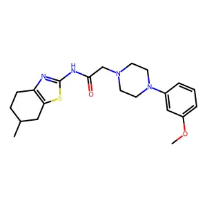 2-[4-(3-methoxyphenyl)piperazin-1-yl]-N-(6-methyl-4,5,6,7-tetrahydro-1,3-benzothiazol-2-yl)acetamide structure