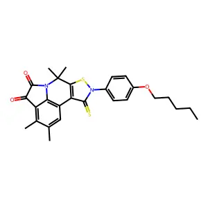 2,3,7,7-tetramethyl-9-[4-(pentyloxy)phenyl]-10-thioxo-9,10-dihydro-7H-isothiazolo[5,4-c]pyrrolo[3,2,1-ij]quinoline-4,5-dione structure