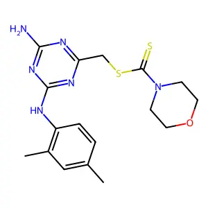 {4-amino-6-[(2,4-dimethylphenyl)amino]-1,3,5-triazin-2-yl}methyl morpholine-4-carbodithioate structure