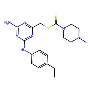 {4-amino-6-[(4-ethylphenyl)amino]-1,3,5-triazin-2-yl}methyl 4-methylpiperazine-1-carbodithioate structure