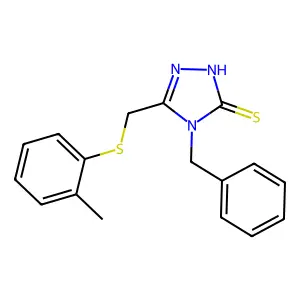 4-benzyl-5-{[(2-methylphenyl)thio]methyl}-4H-1,2,4-triazole-3-thiol structure