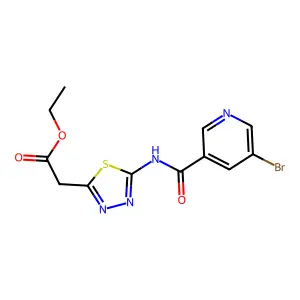 Ethyl (5-{[(5-bromopyridin-3-yl)carbonyl]amino}-1,3,4-thiadiazol-2-yl)acetate structure