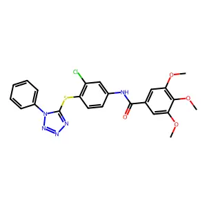 N-[3-chloro-4-(1-phenyltetrazol-5-yl)sulfanylphenyl]-3,4,5-trimethoxybenzamide structure
