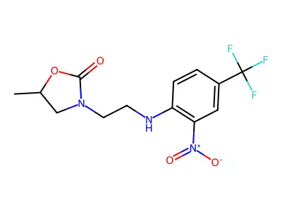 5-methyl-3-(2-{[2-nitro-4-(trifluoromethyl)phenyl]amino}ethyl)-1,3-oxazolidin-2-one structure