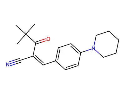 4,4-Dimethyl-3-oxo-2-{[4-(piperidin-1-yl)phenyl]methylidene}pentanenitrile structure