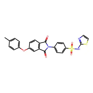 4-[5-(4-methylphenoxy)-1,3-dioxoisoindol-2-yl]-N-(1,3-thiazol-2-yl)benzenesulfonamide structure