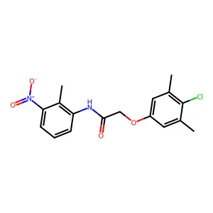 2-(4-chloro-3,5-dimethylphenoxy)-N-(2-methyl-3-nitrophenyl)acetamide structure