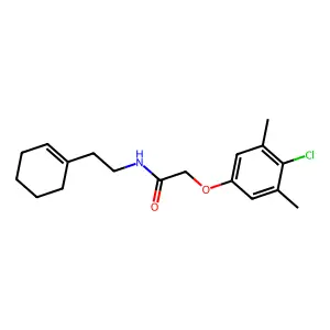 2-(4-chloro-3,5-dimethylphenoxy)-N-[2-(1-cyclohexen-1-yl)ethyl]acetamide structure