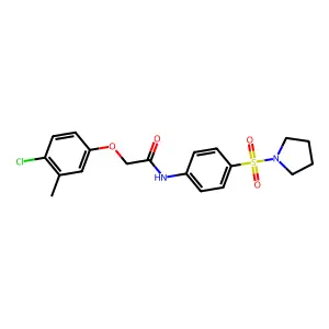 2-(4-chloro-3-methylphenoxy)-N-[4-(1-pyrrolidinylsulfonyl)phenyl]acetamide structure