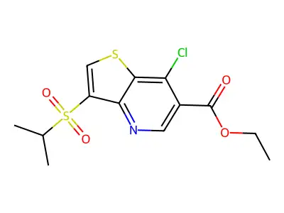 Ethyl 7-chloro-3-(isopropylsulfonyl)thieno[3,2-b]pyridine-6-carboxylate structure