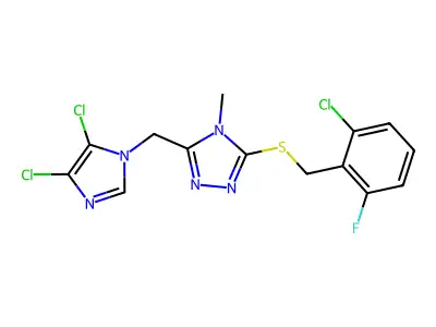 3-[(2-chloro-6-fluorobenzyl)thio]-5-[(4,5-dichloro-1H-imidazol-1-yl)methyl]-4-methyl-4H-1,2,4-triazole structure