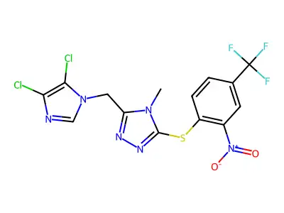 3-[(4,5-dichloro-1H-imidazol-1-yl)methyl]-4-methyl-5-{[2-nitro-4-(trifluoromethyl)phenyl]thio}-4H-1,2,4-triazole structure