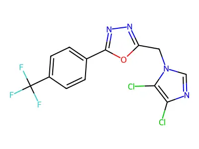 2-[(4,5-dichloro-1H-imidazol-1-yl)methyl]-5-[4-(trifluoromethyl)phenyl]-1,3,4-oxadiazole structure