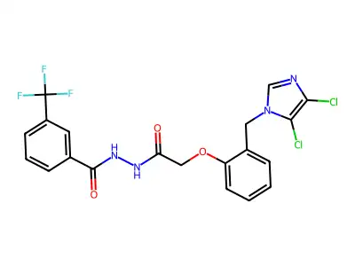 N'1-[3-(trifluoromethyl)benzoyl]-2-{2-[(4,5-dichloro-1H-imidazol-1-yl)methyl]phenoxy}ethanohydrazide structure