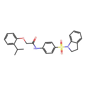 N-[4-(2,3-dihydro-1H-indol-1-ylsulfonyl)phenyl]-2-(2-isopropylphenoxy)acetamide structure