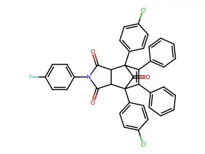 1,7-bis(4-chlorophenyl)-4-(4-fluorophenyl)-8,9-diphenyl-4-azatricyclo[5.2.1.0< 2,6>]dec-8-ene-3,5,10-trione structure